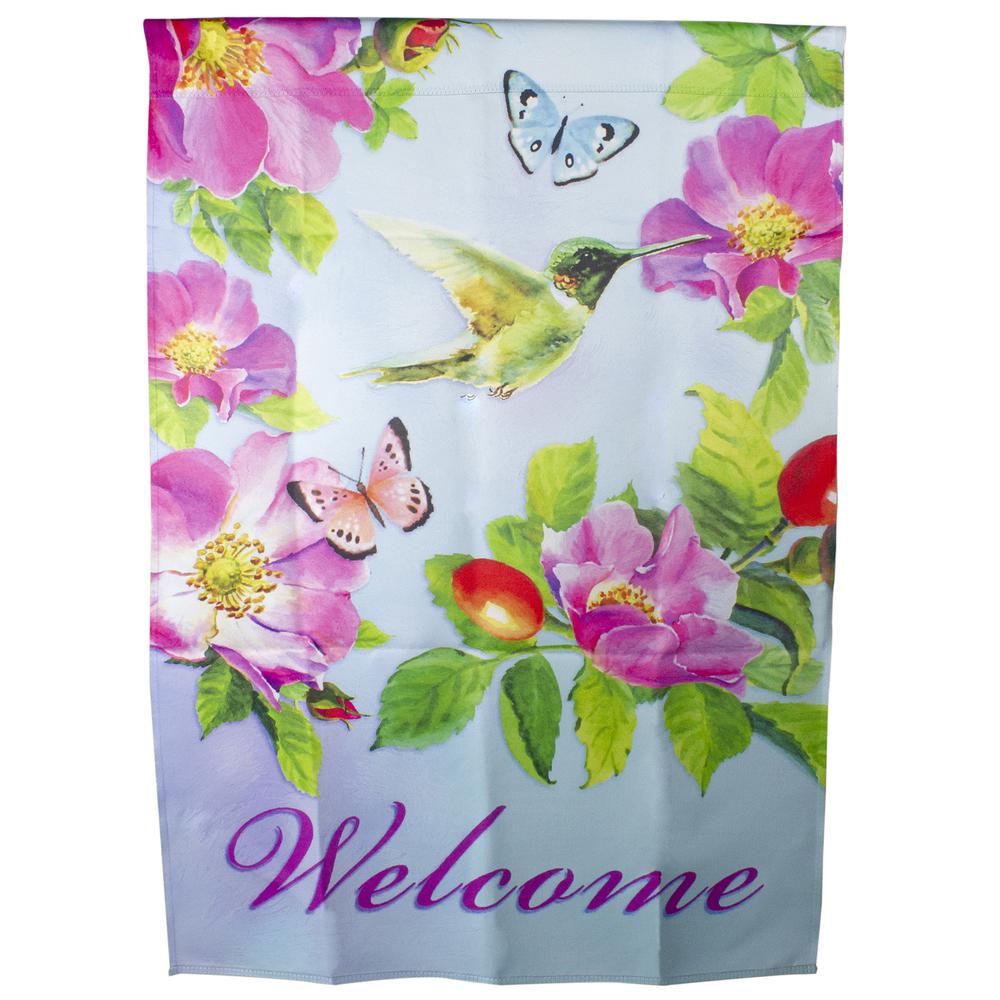 Welcome Hummingbird Floral Outdoor House Flag 28" x 40". Picture 2