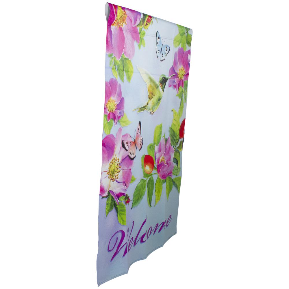 Welcome Hummingbird Floral Outdoor House Flag 28" x 40". Picture 4