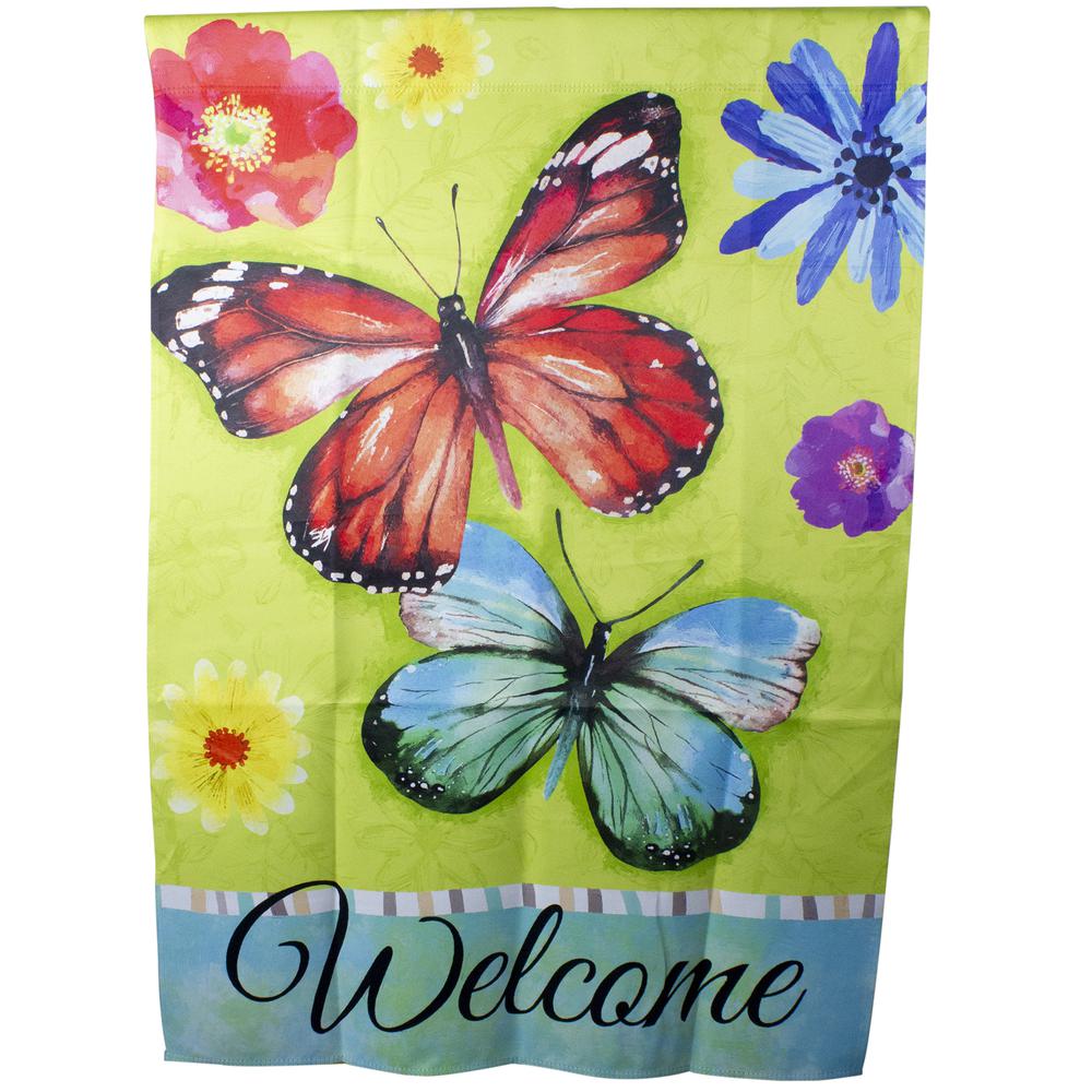 Welcome Butterflies Green Outdoor House Flag 28" x 40". Picture 2