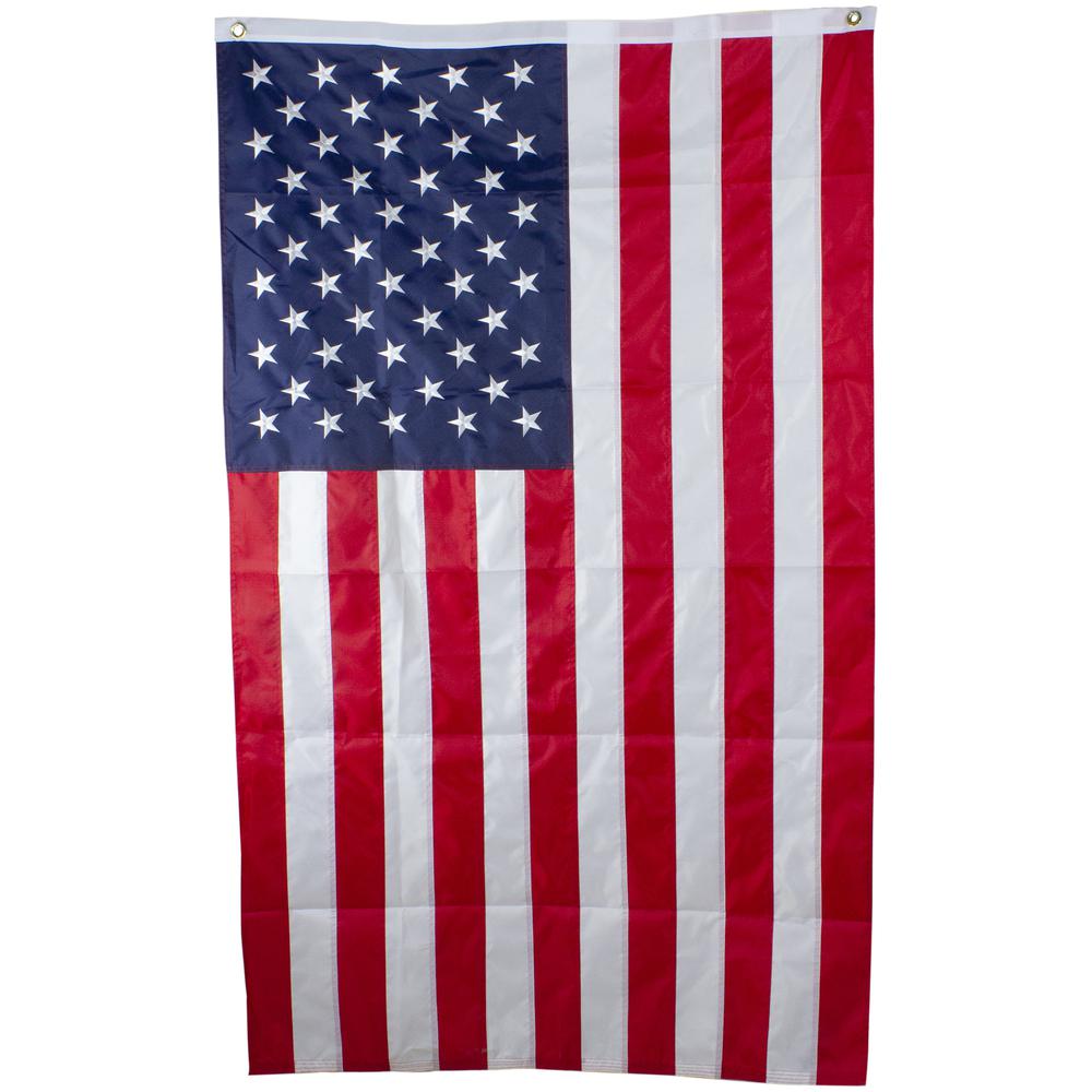 Patriotic Americana Embroidered Outdoor House Flag with Grommets 3' x 5'. Picture 1