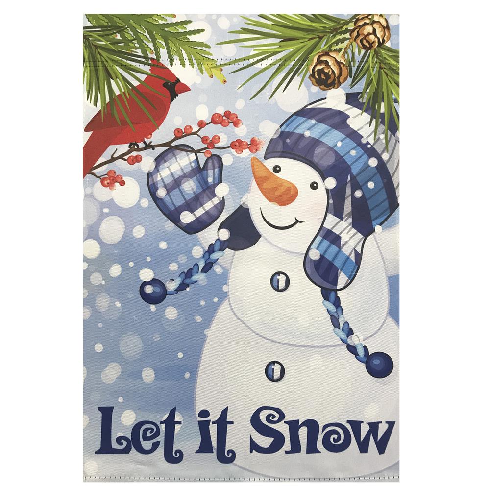 Let It Snow Snowman and Cardinal Outdoor House Flag 28" x 40". Picture 2