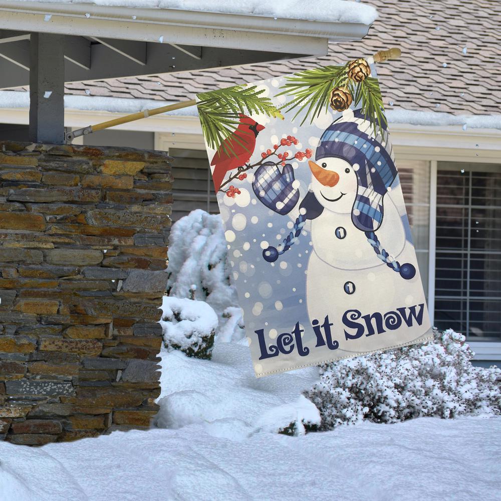 Let It Snow Snowman and Cardinal Outdoor House Flag 28" x 40". Picture 3