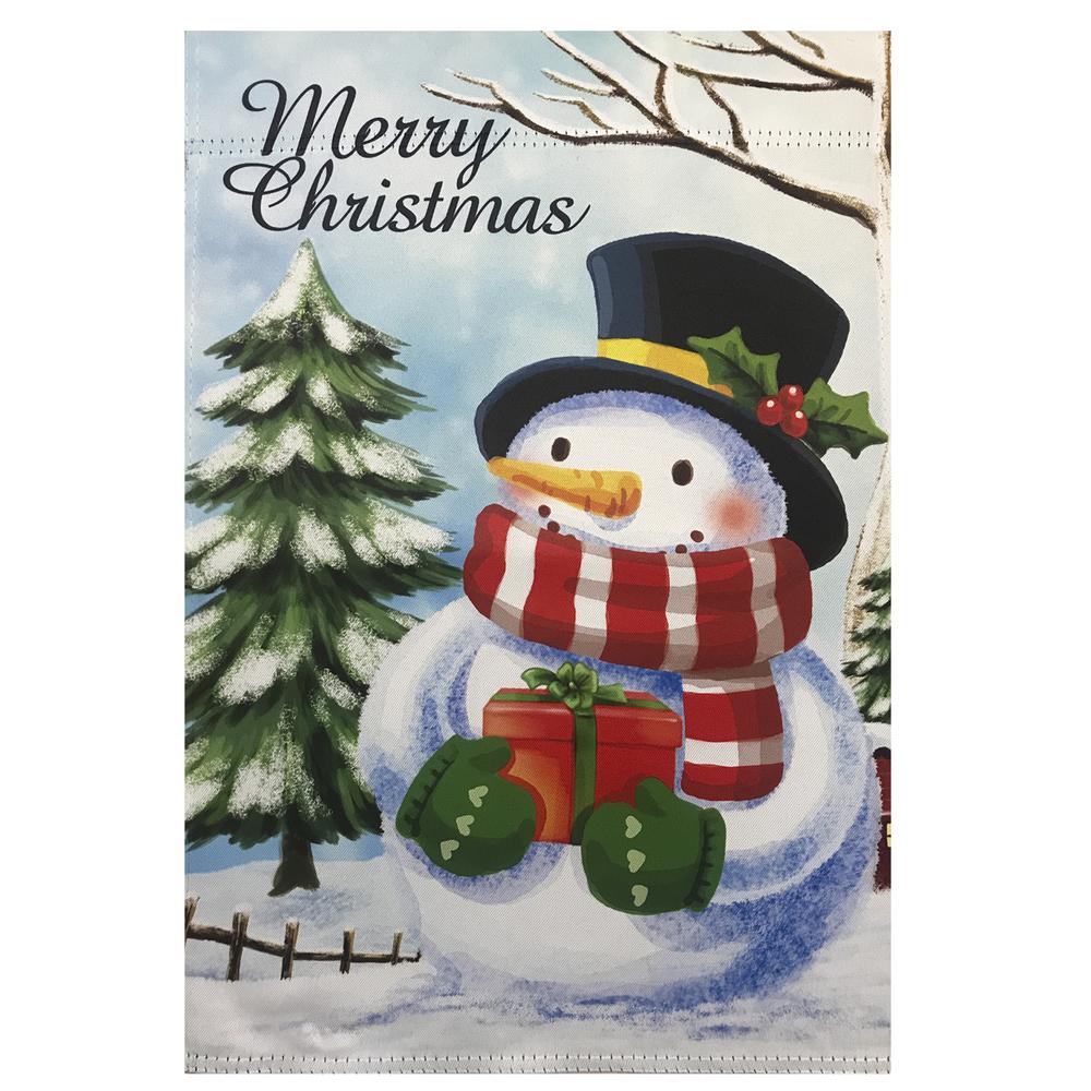 Merry Christmas and Snowman Outdoor House Flag 28" x 40". Picture 2