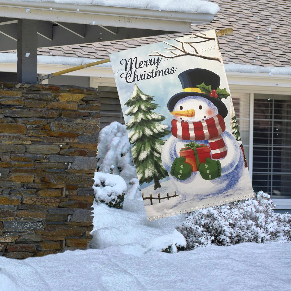Merry Christmas and Snowman Outdoor House Flag 28" x 40". Picture 3