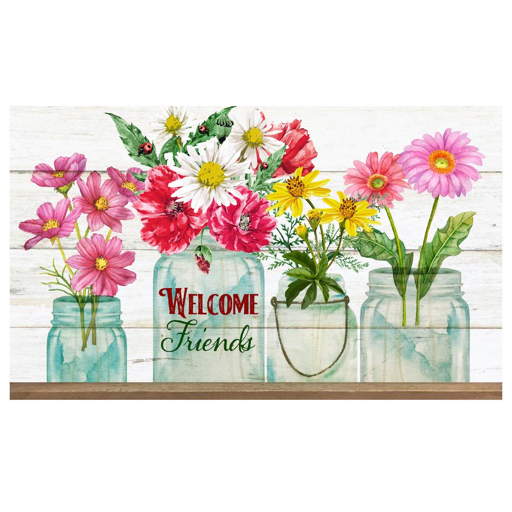 Welcome Friends Spring Bouquet Doormat 18" x 30". Picture 1