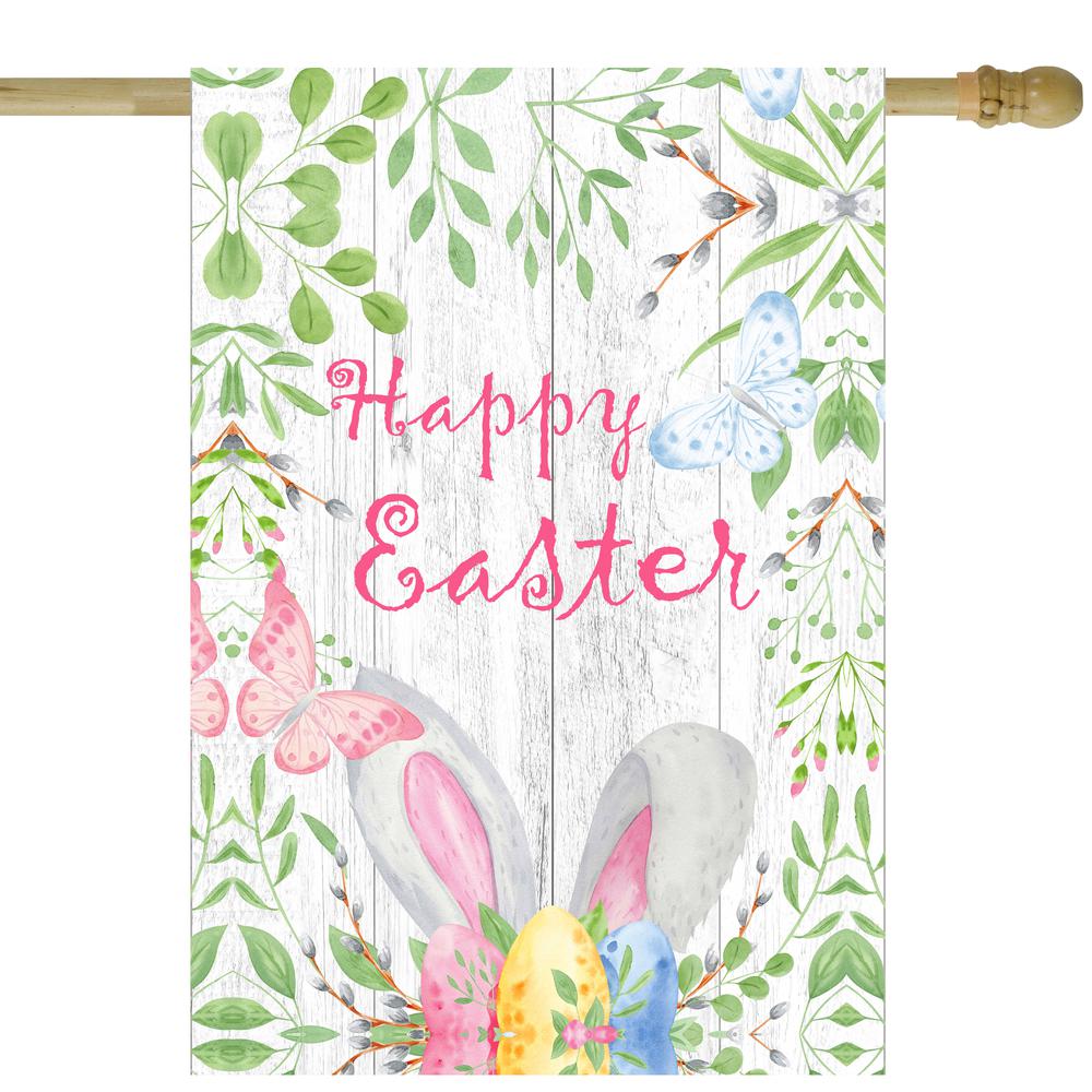 Happy Easter Bunny Ears Outdoor House Flag 28" x 40". Picture 2