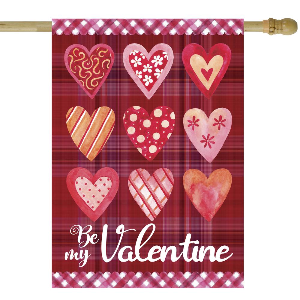 Be My Valentine Plaid and Heart Outdoor House Flag 28" x 40". Picture 2