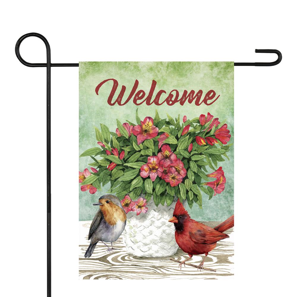 Welcome Cardinal Bird and Spring Bouquet Flag 28" x 40". Picture 2