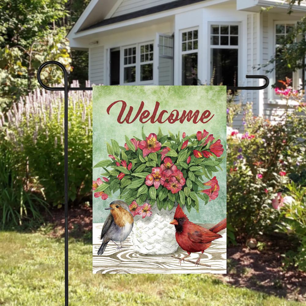 Welcome Cardinal Bird and Spring Bouquet Flag 28" x 40". Picture 3
