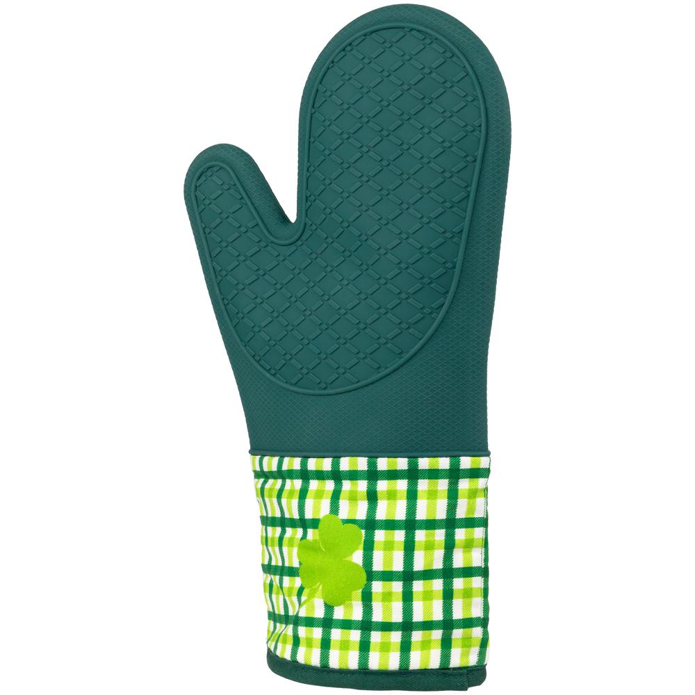Set of 2 Green Plaid Shamrock St. Patrick's Day Oven Mitts 12.5". Picture 2
