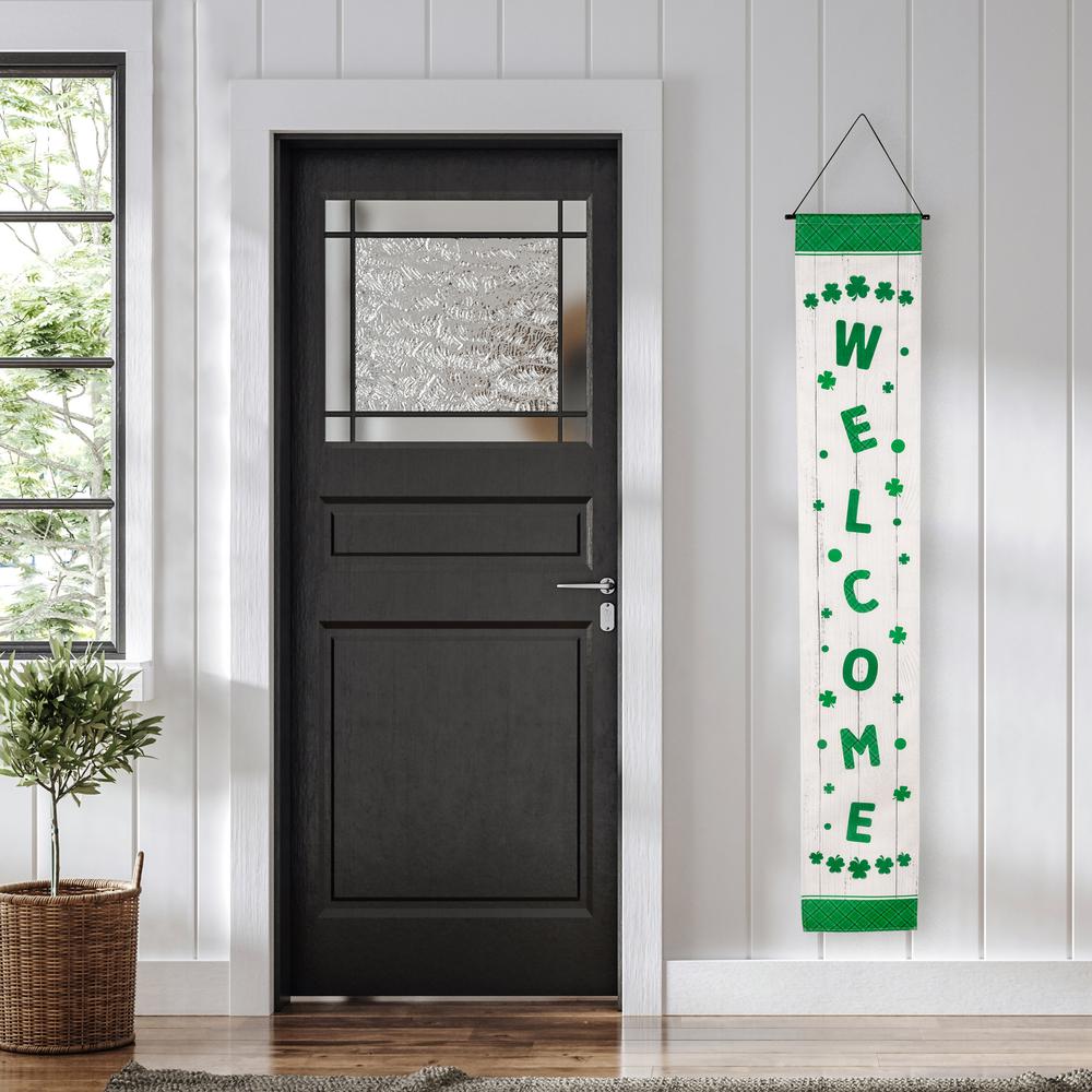 Set of 2 Welcome St. Patrick's Day Porch Door Hanging Banners 71". Picture 2