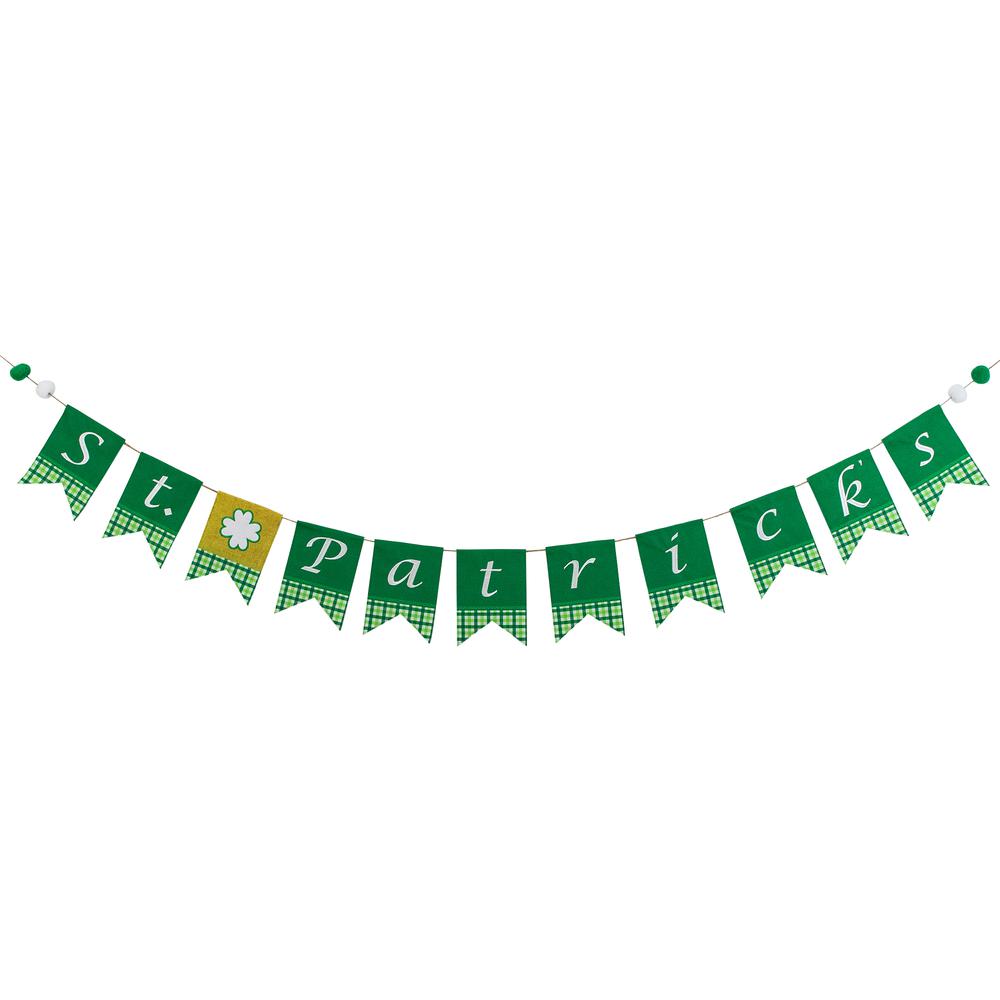 7.5' Plaid "St. Patrick's" Swallowtail Flag Wall Banner. Picture 1