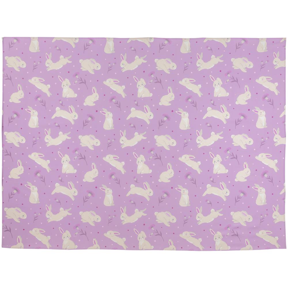 70" Purple Easter Bunny Rectangular Tablecloth. Picture 1