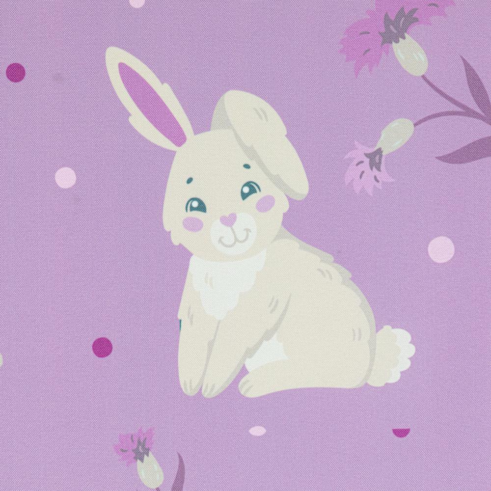 70" Purple Easter Bunny Rectangular Tablecloth. Picture 3
