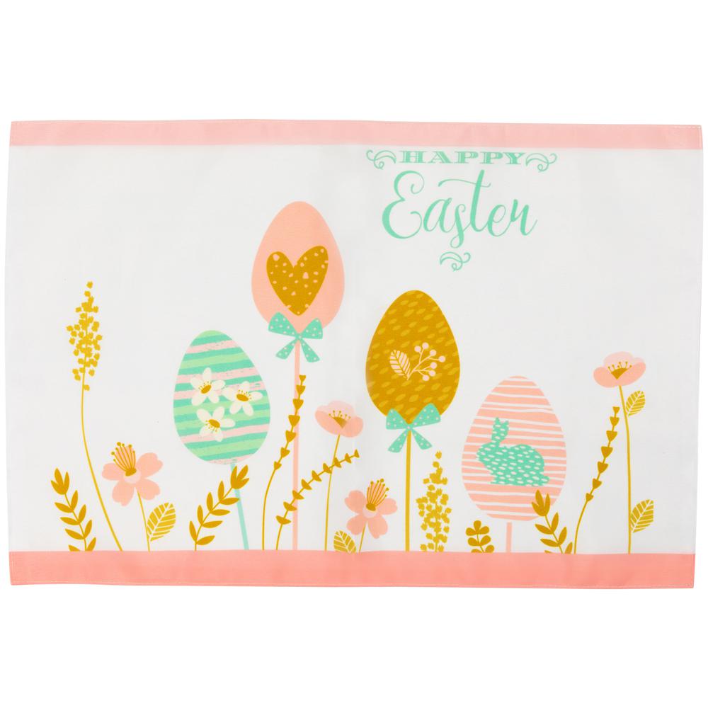 Set of 4 Pastel Eggs "Happy Easter" Floral Placemats 18". Picture 2