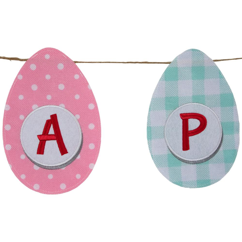70" Pastel Checkered and Striped "Happy Easter" Hanging Banner. Picture 3