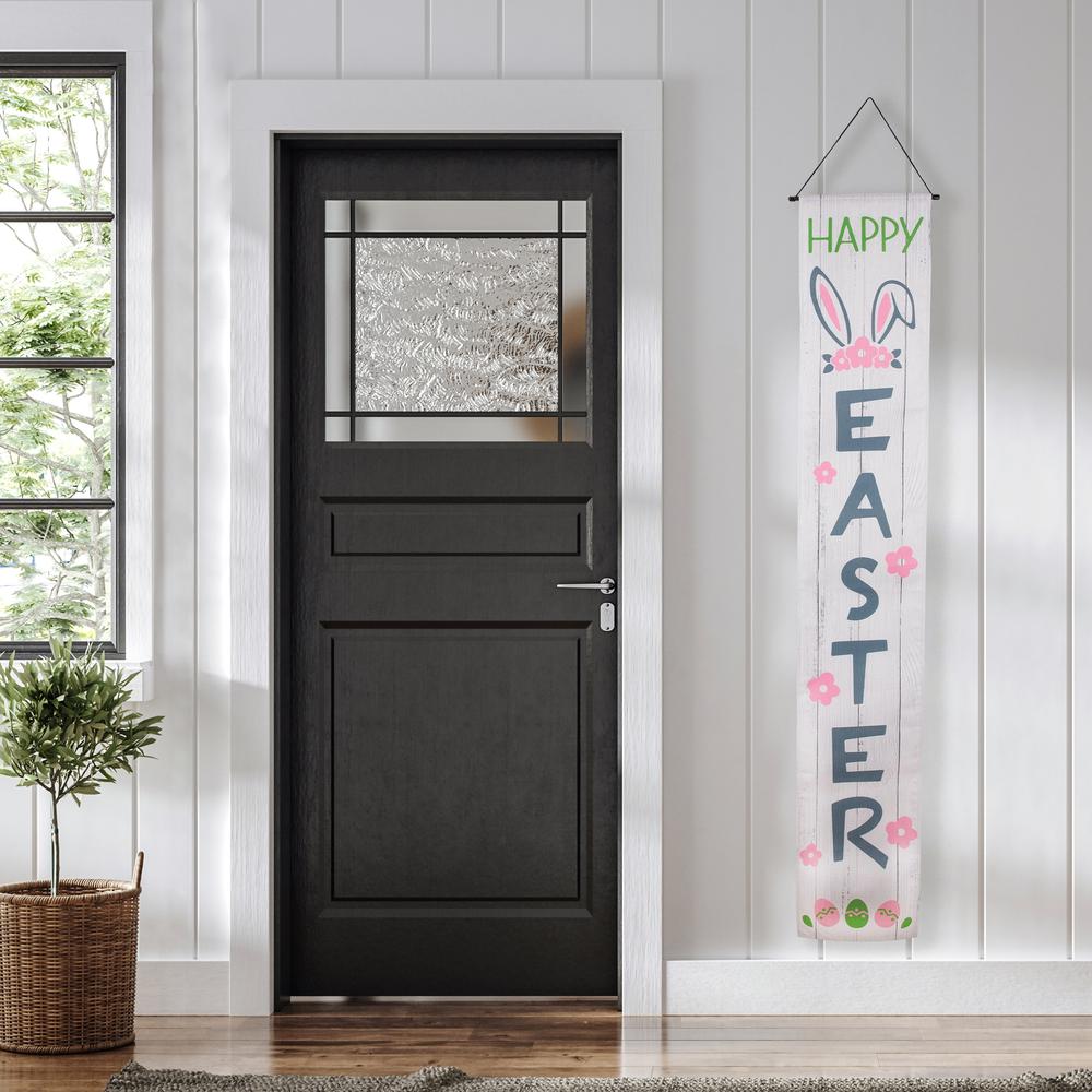Set of 2 "Welcome" and "Happy Easter" Outdoor Hanging Door Banners 71". Picture 2