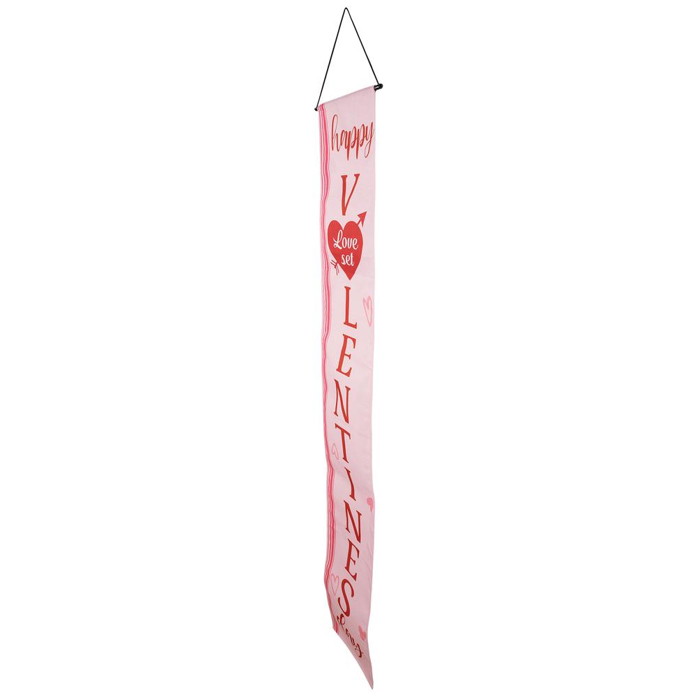Set of 2 Pink "Welcome" and "Happy Valentine's Day" Outdoor Door Banners 71". Picture 5