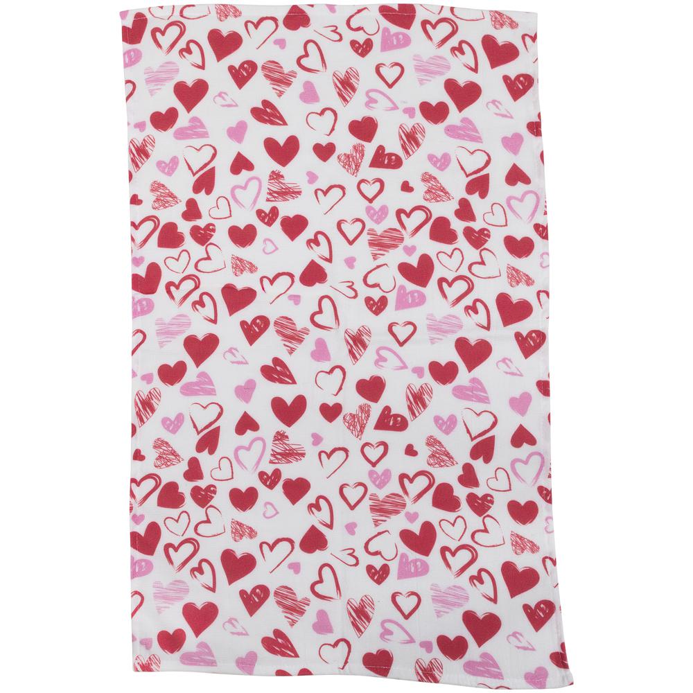 Set of 2 Hearts and Pink Plaid Valentine's Day Kitchen Tea Towels 26". Picture 4