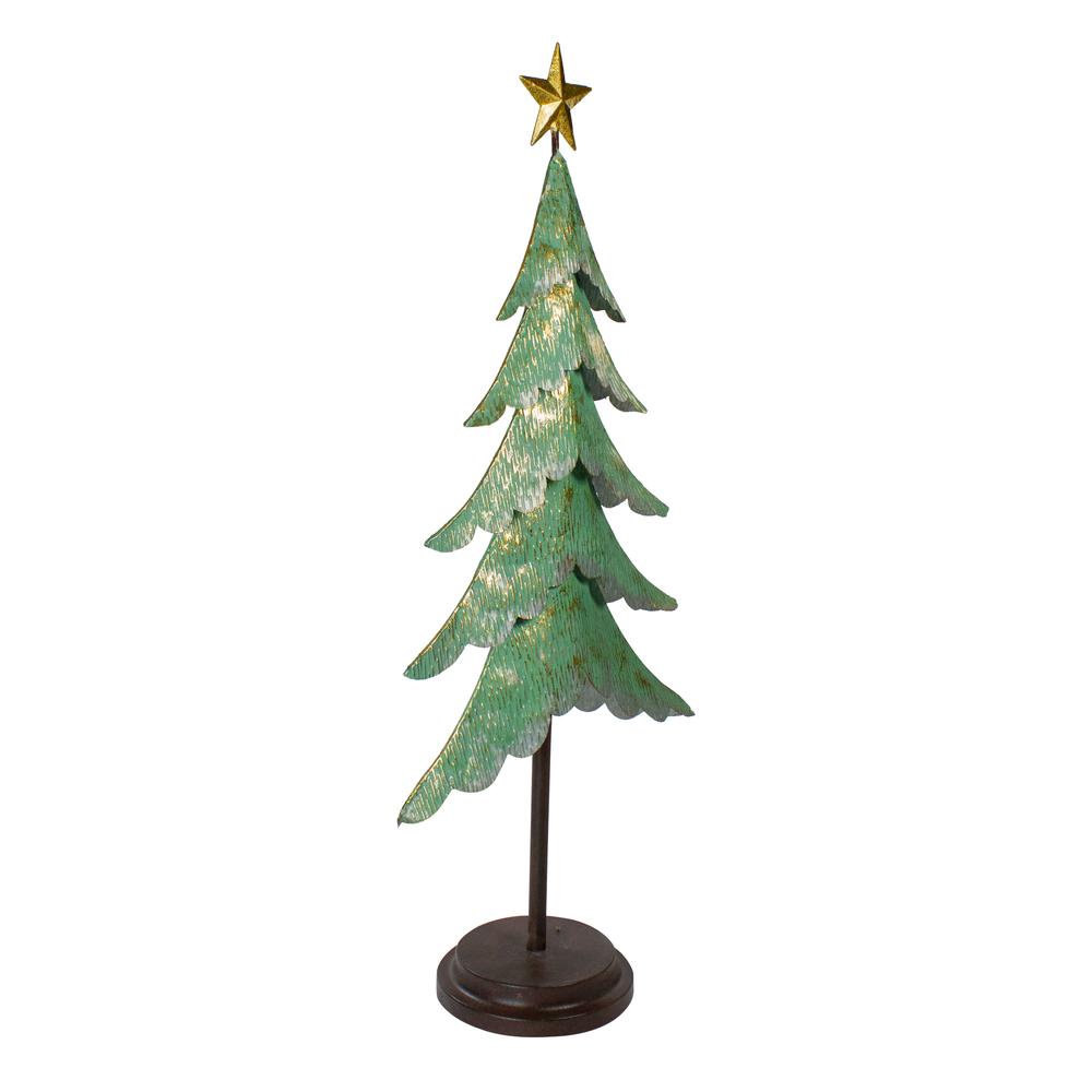 31" Rustic Green and Gold Layered Christmas Tree With a Star Tabletop Decor. Picture 3