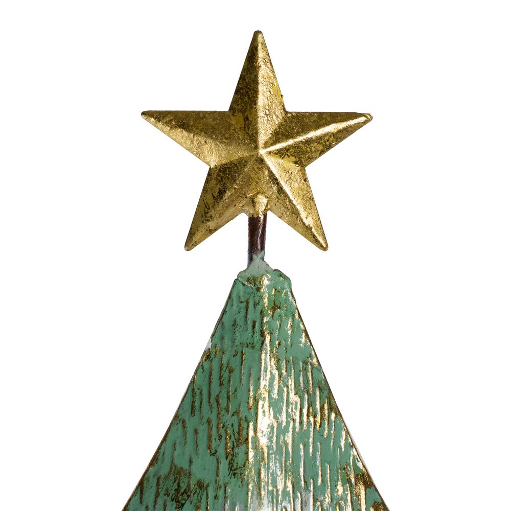 31" Rustic Green and Gold Layered Christmas Tree With a Star Tabletop Decor. Picture 2