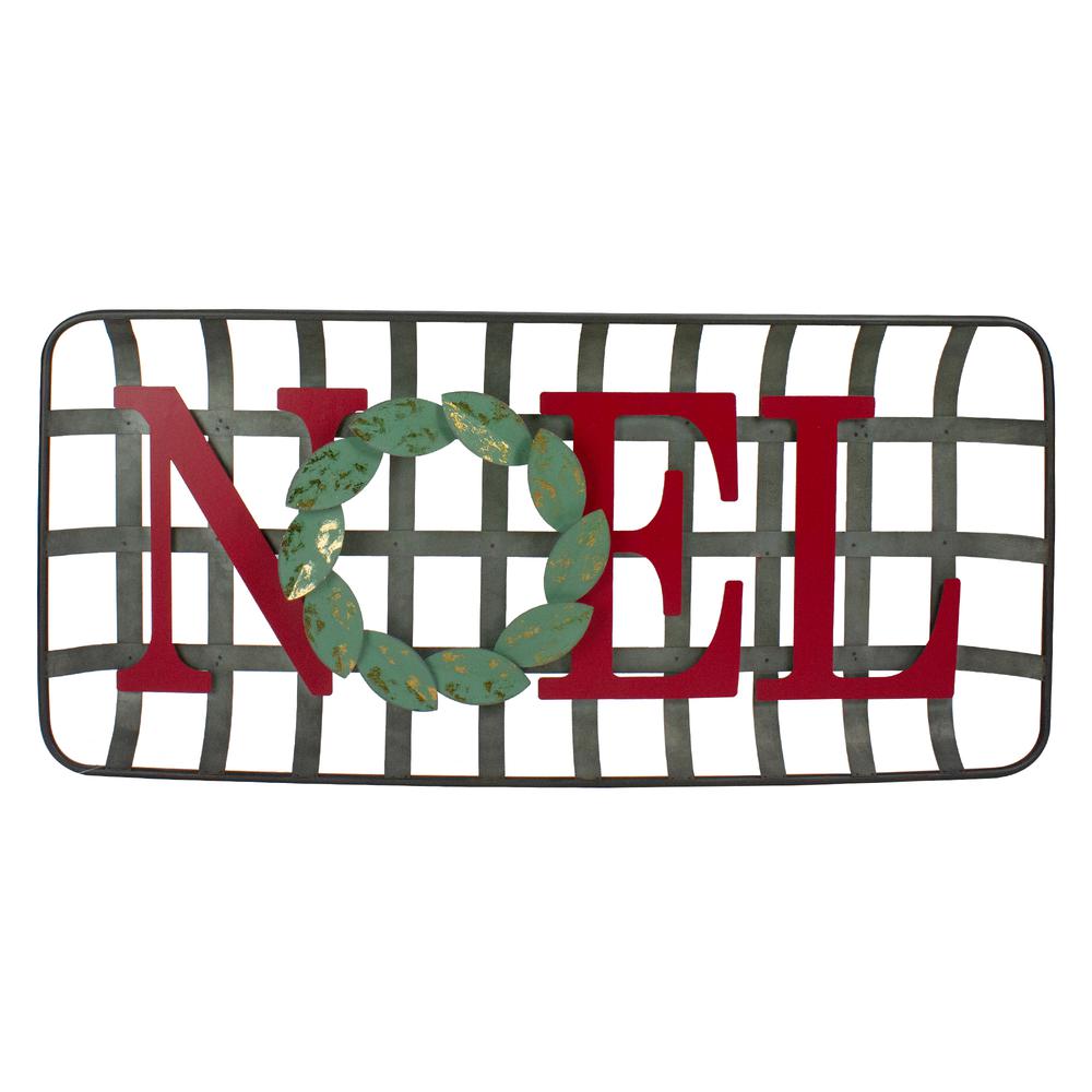 30" Red and Green "NOEL" Rustic Tobacco Basket Christmas Wall Decor. Picture 1
