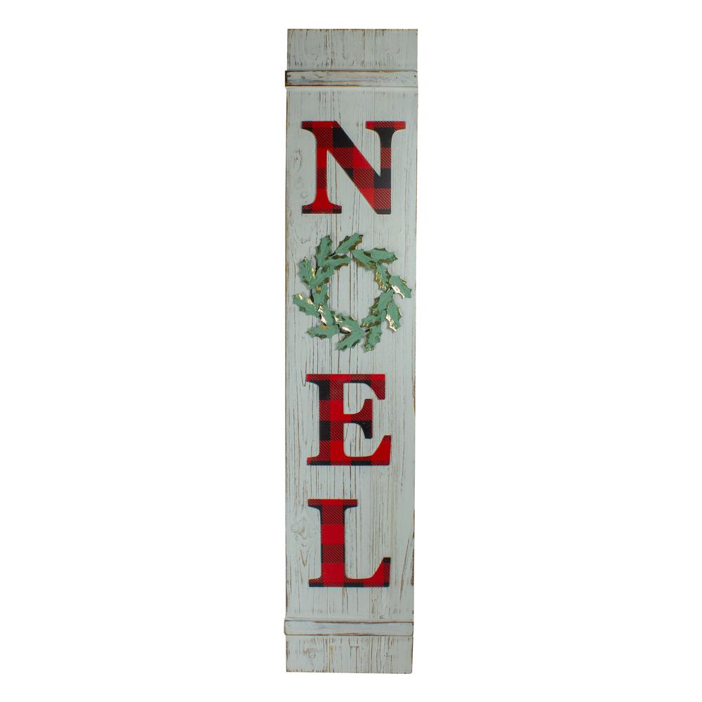 47.5" Red Buffalo Plaid Wooden Noel Christmas Wall Sign. Picture 1