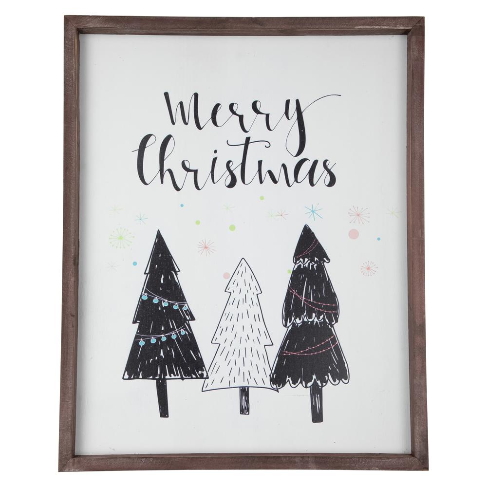 19.5" Merry Christmas with Holiday Trees Wall Sign. Picture 1