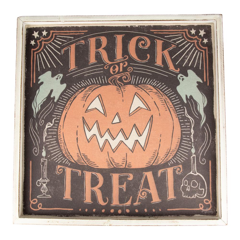 18.75" Trick or Treat Jack O Lantern Halloween Wall Sign. Picture 1
