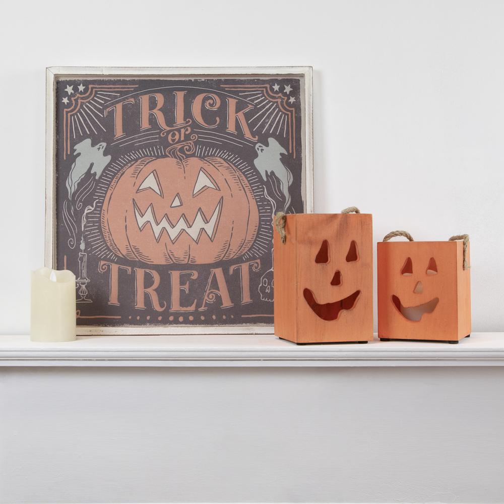 18.75" Trick or Treat Jack O Lantern Halloween Wall Sign. Picture 2