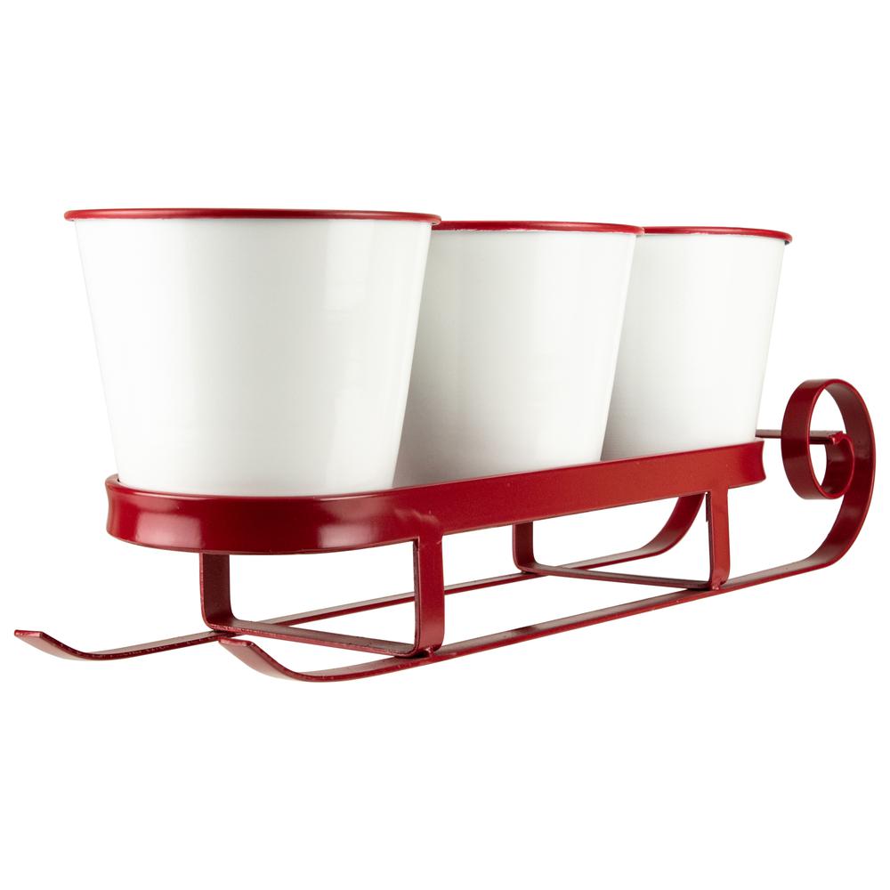 18.75" Red Sleigh with Sentiment Buckets Christmas Table Centerpiece. Picture 4