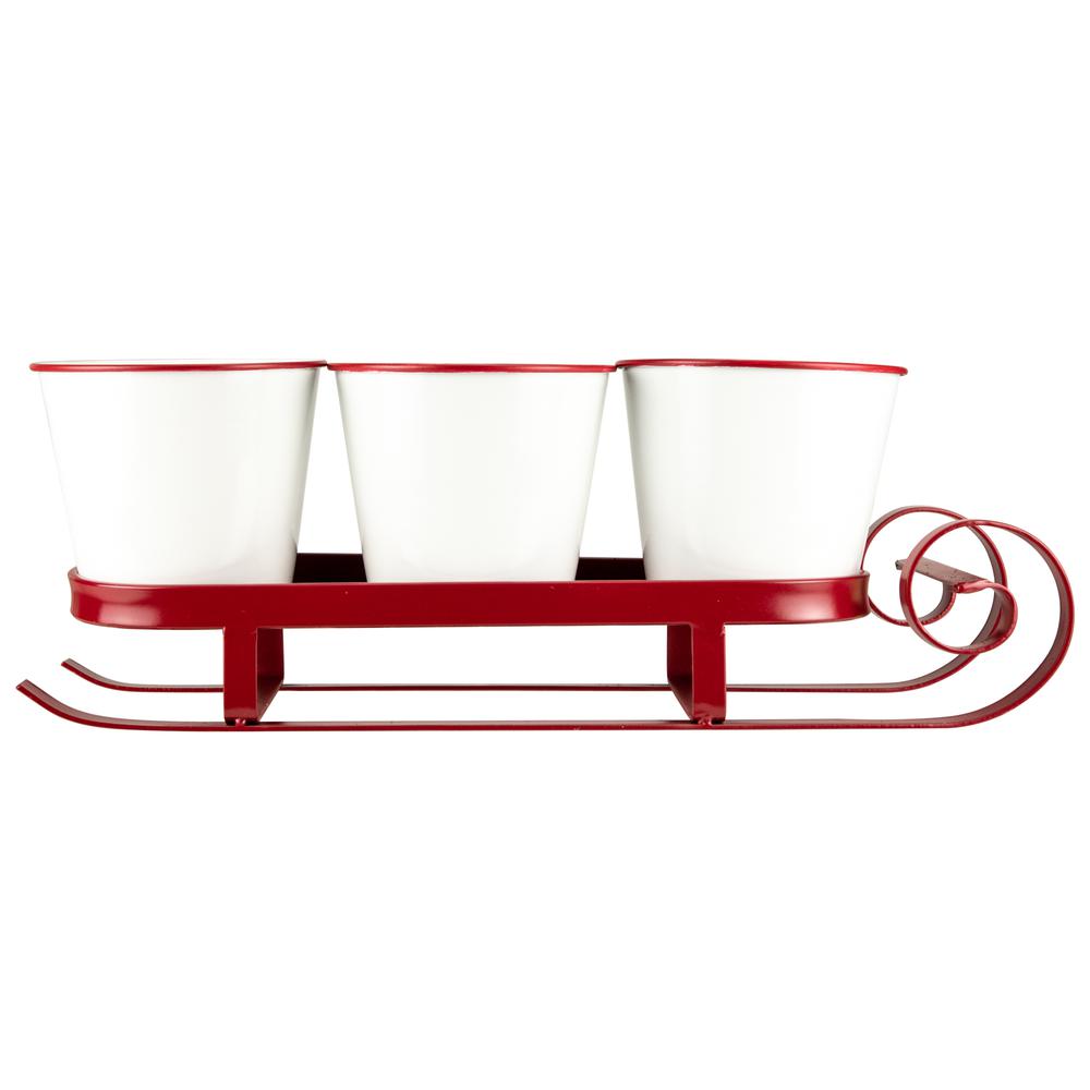 18.75" Red Sleigh with Sentiment Buckets Christmas Table Centerpiece. Picture 5