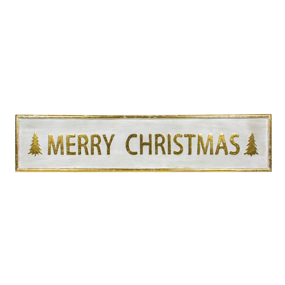 48" Metallic Gold Merry Christmas Metal Wall Sign. Picture 1