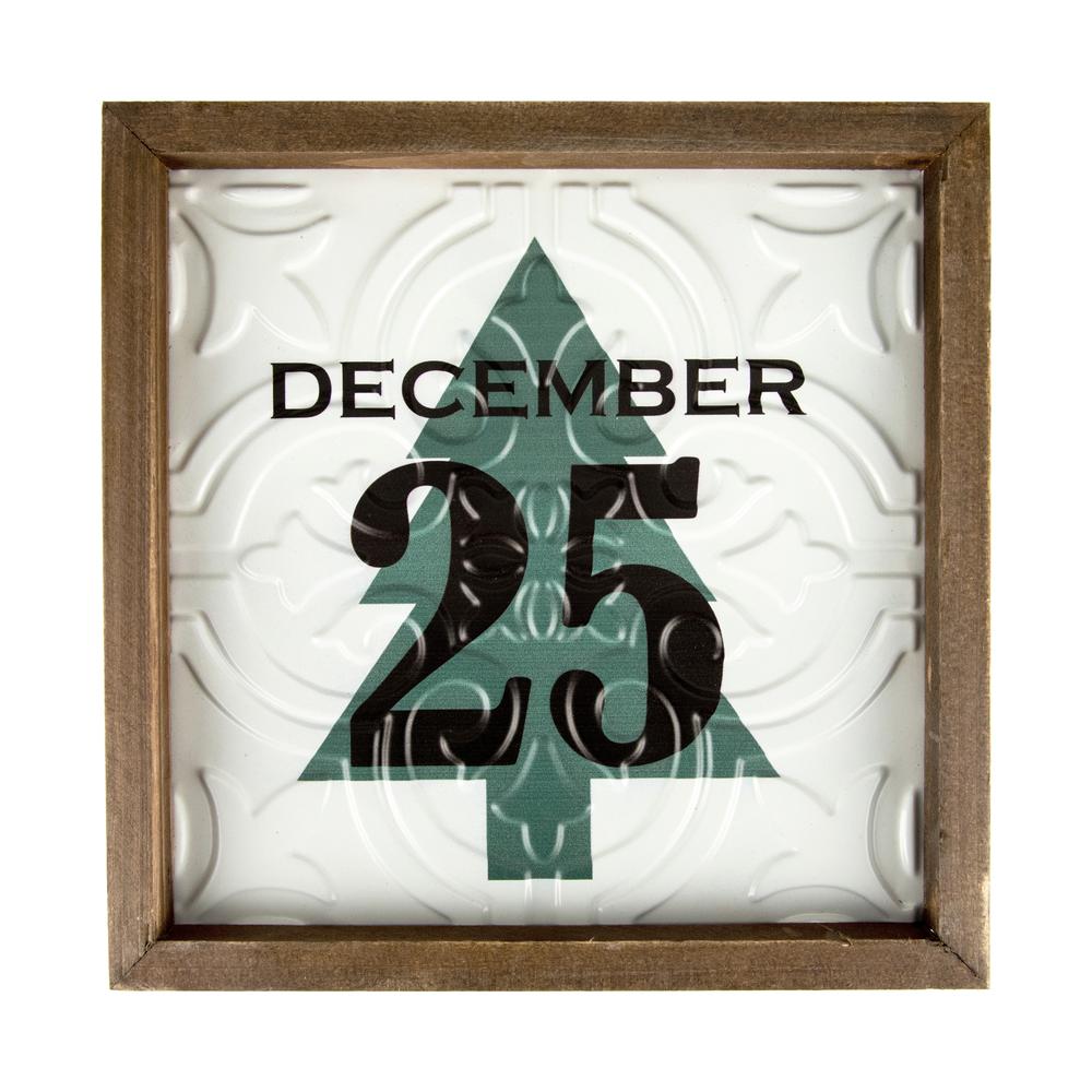9.75" Framed December 25 Christmas Wall Sign. Picture 1