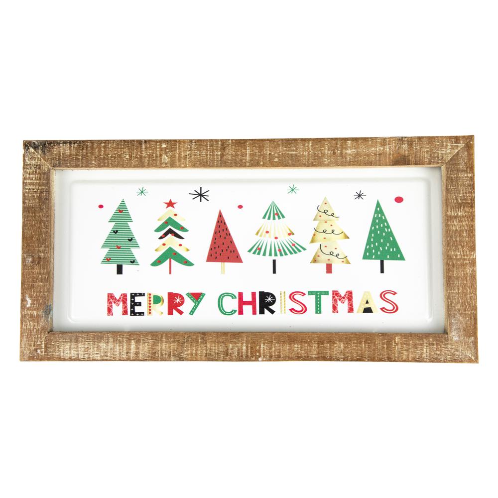 11.75" Framed Merry Christmas with Trees Wall Sign. The main picture.