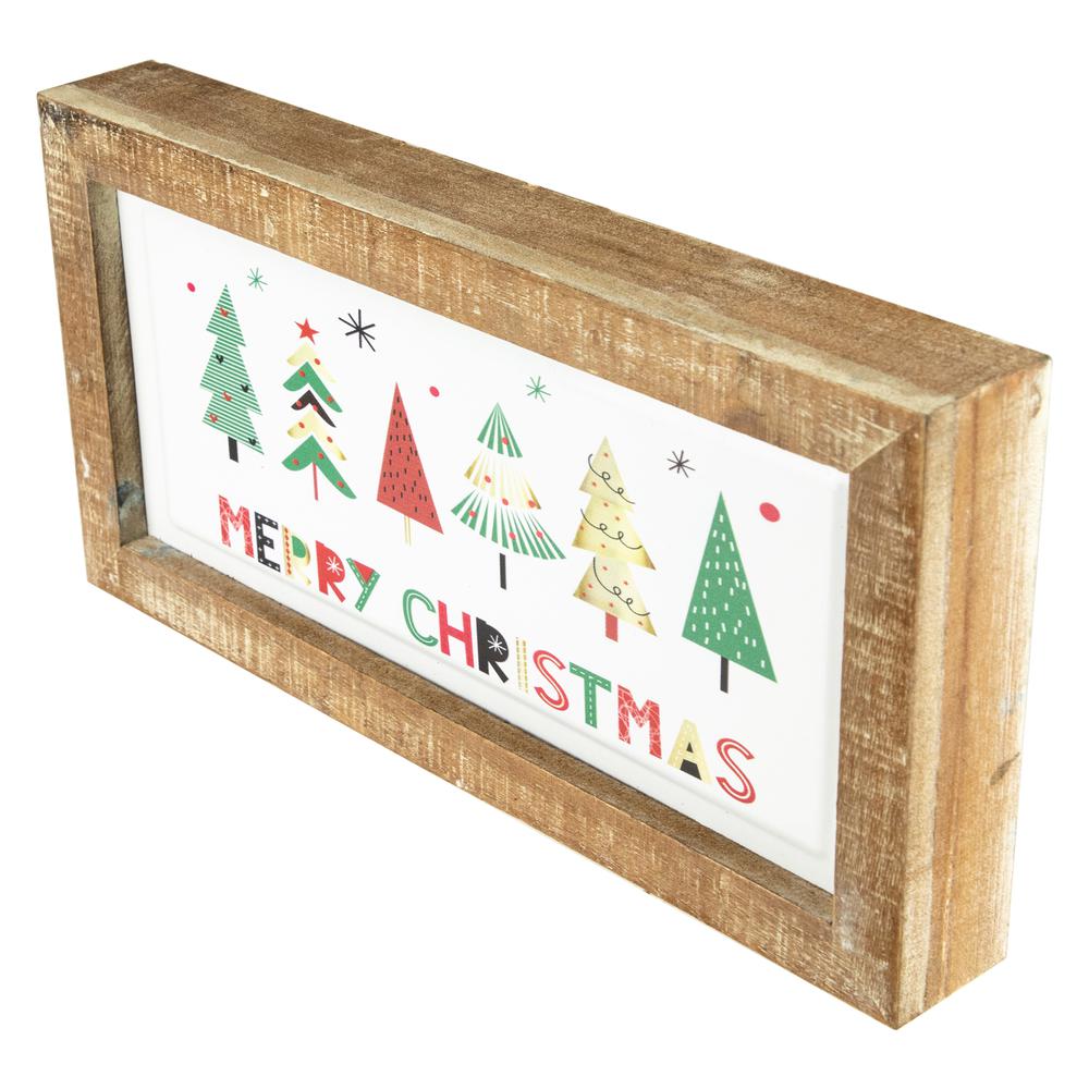 11.75" Framed Merry Christmas with Trees Wall Sign. Picture 4