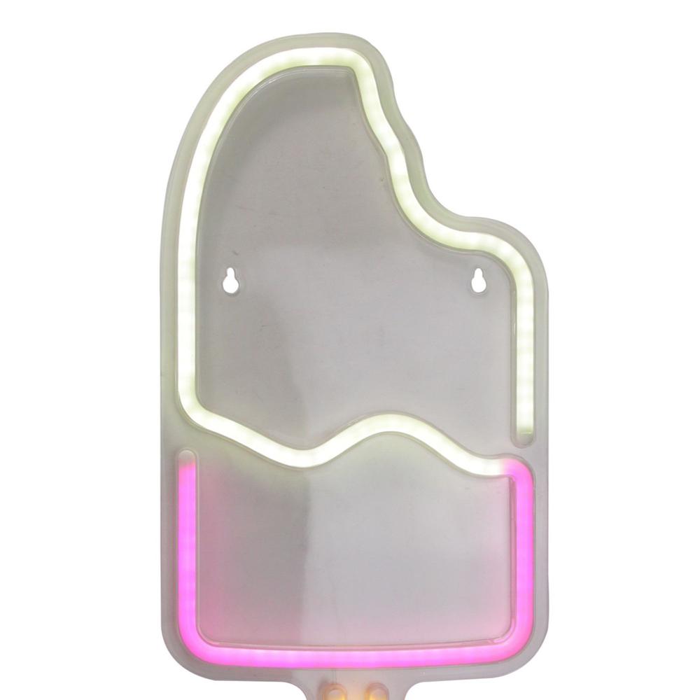 17.75" Pre-Lit Pink and White LED Neon Sign Popsicle Window Silhouette Decoration. Picture 3