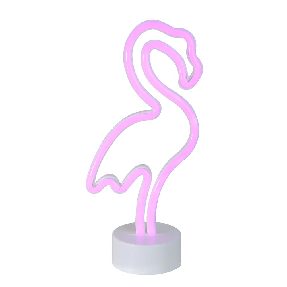 11.5" Pink Battery Operated Neon Style LED Flamingo Table Light. Picture 1