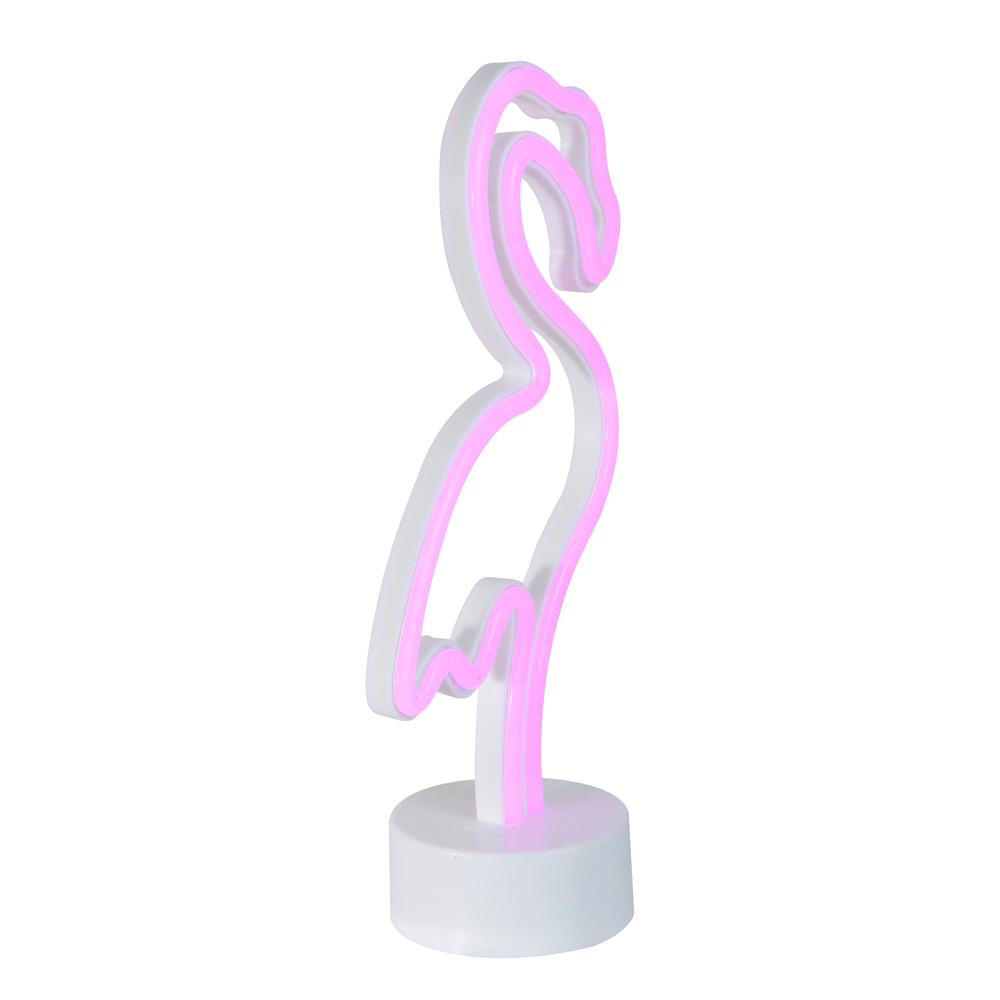 11.5" Pink Battery Operated Neon Style LED Flamingo Table Light. Picture 3