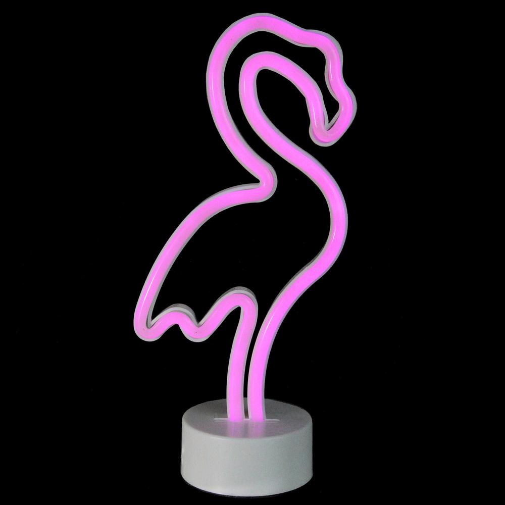 11.5" Pink Battery Operated Neon Style LED Flamingo Table Light. Picture 2
