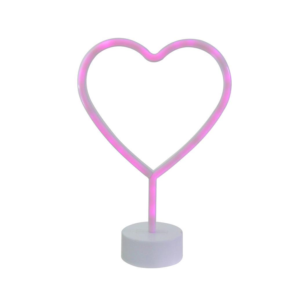 11.5" Pink Heart LED Neon Style Valentine's Day Table Sign. Picture 1