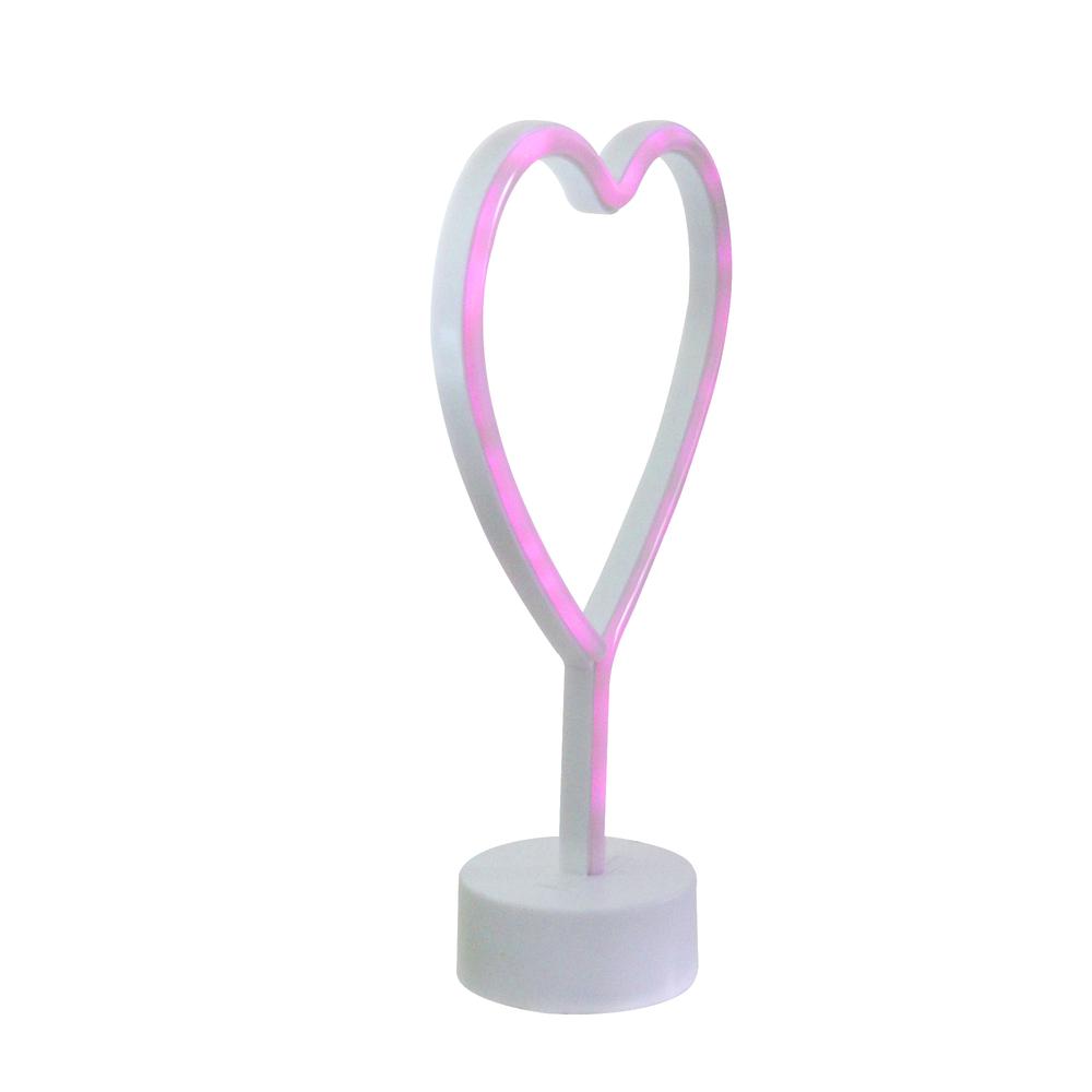 11.5" Pink Heart LED Neon Style Valentine's Day Table Sign. Picture 2