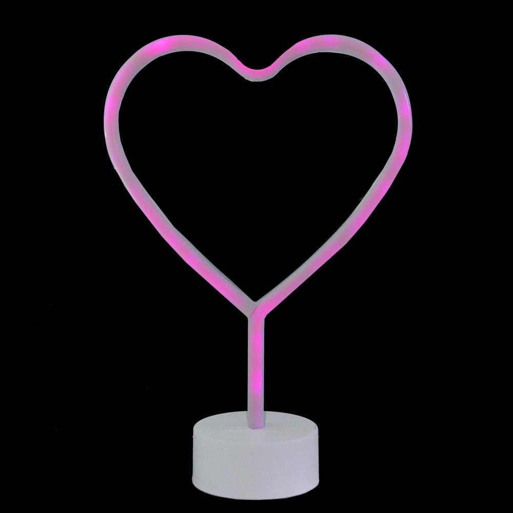 11.5" Pink Heart LED Neon Style Valentine's Day Table Sign. Picture 4