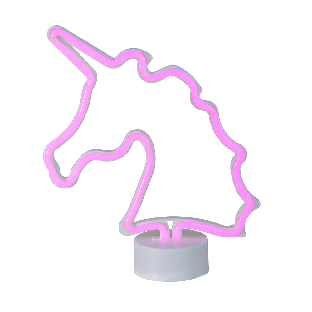 11" Battery Operated Neon Style LED Pink Unicorn Table Light. The main picture.