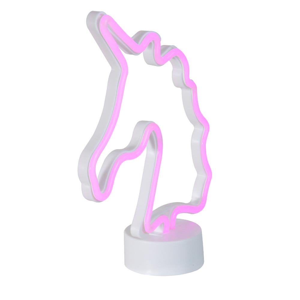 11" Battery Operated Neon Style LED Pink Unicorn Table Light. Picture 3