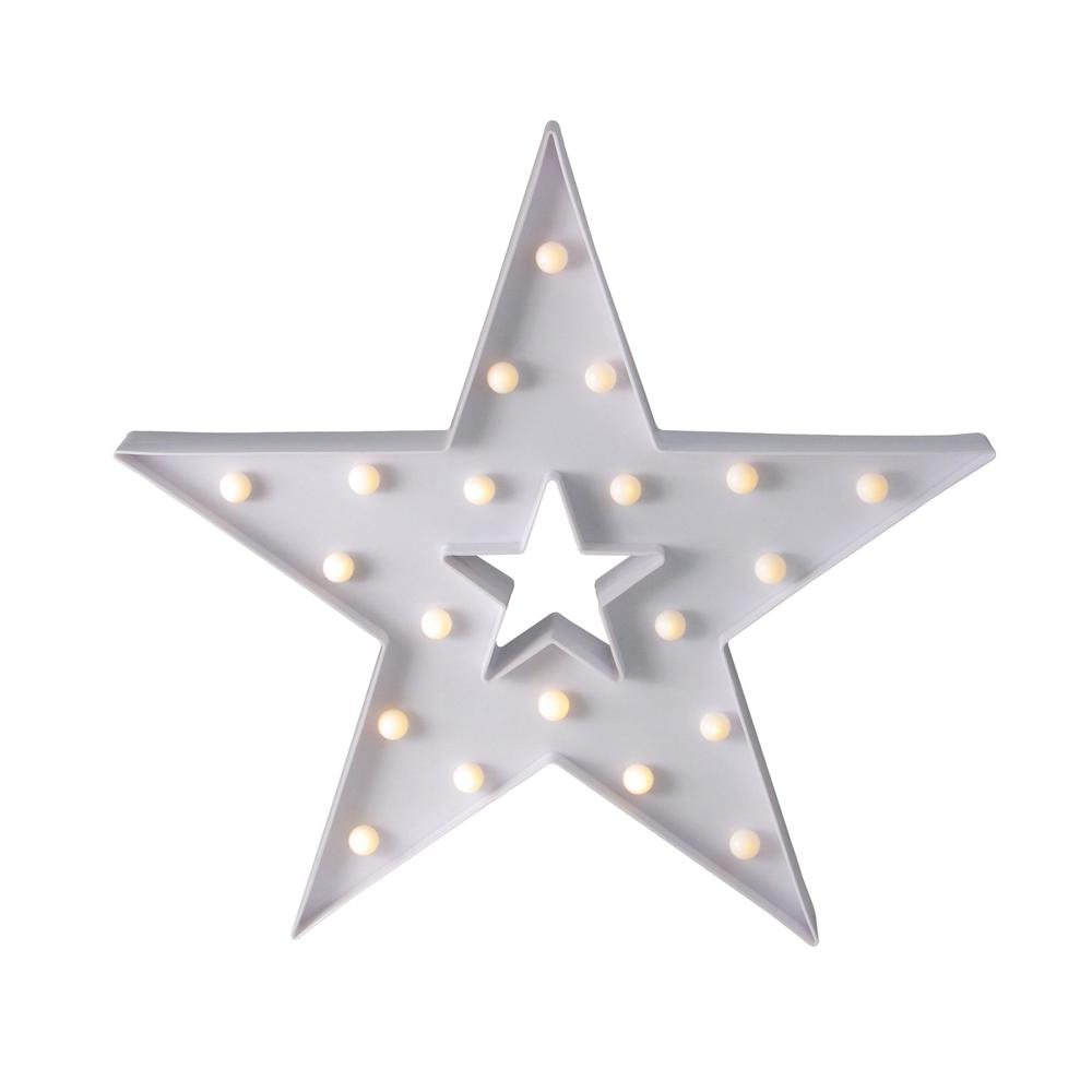15" White Battery Operated LED Lighted Star Christmas Marquee Sign. The main picture.