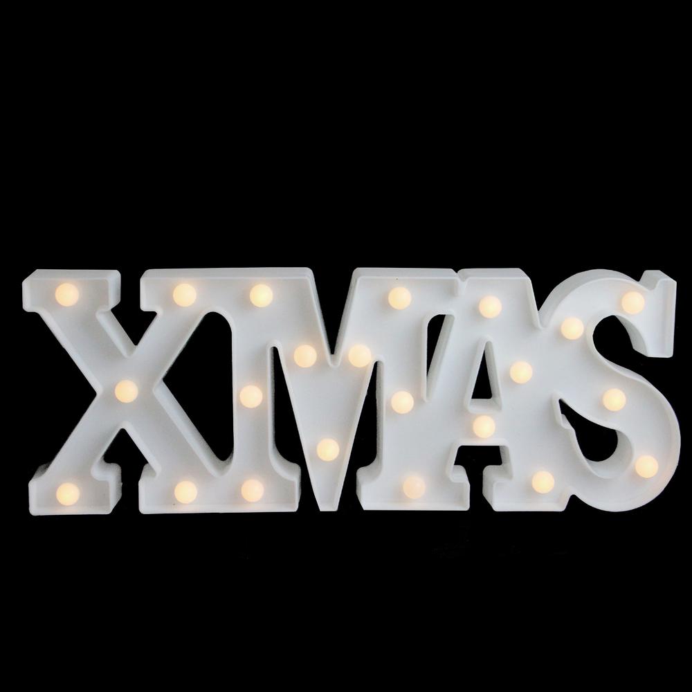 18.5" White Battery Operated LED Lighted XMAS Christmas Marquee Sign. Picture 2