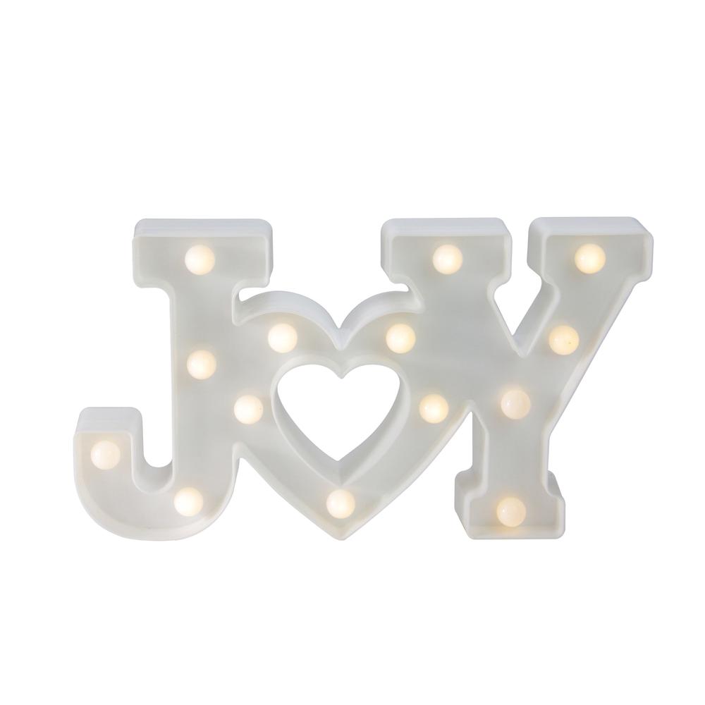 12.75" White Battery Operated LED Lighted "JOY" Christmas Marquee Sign. The main picture.