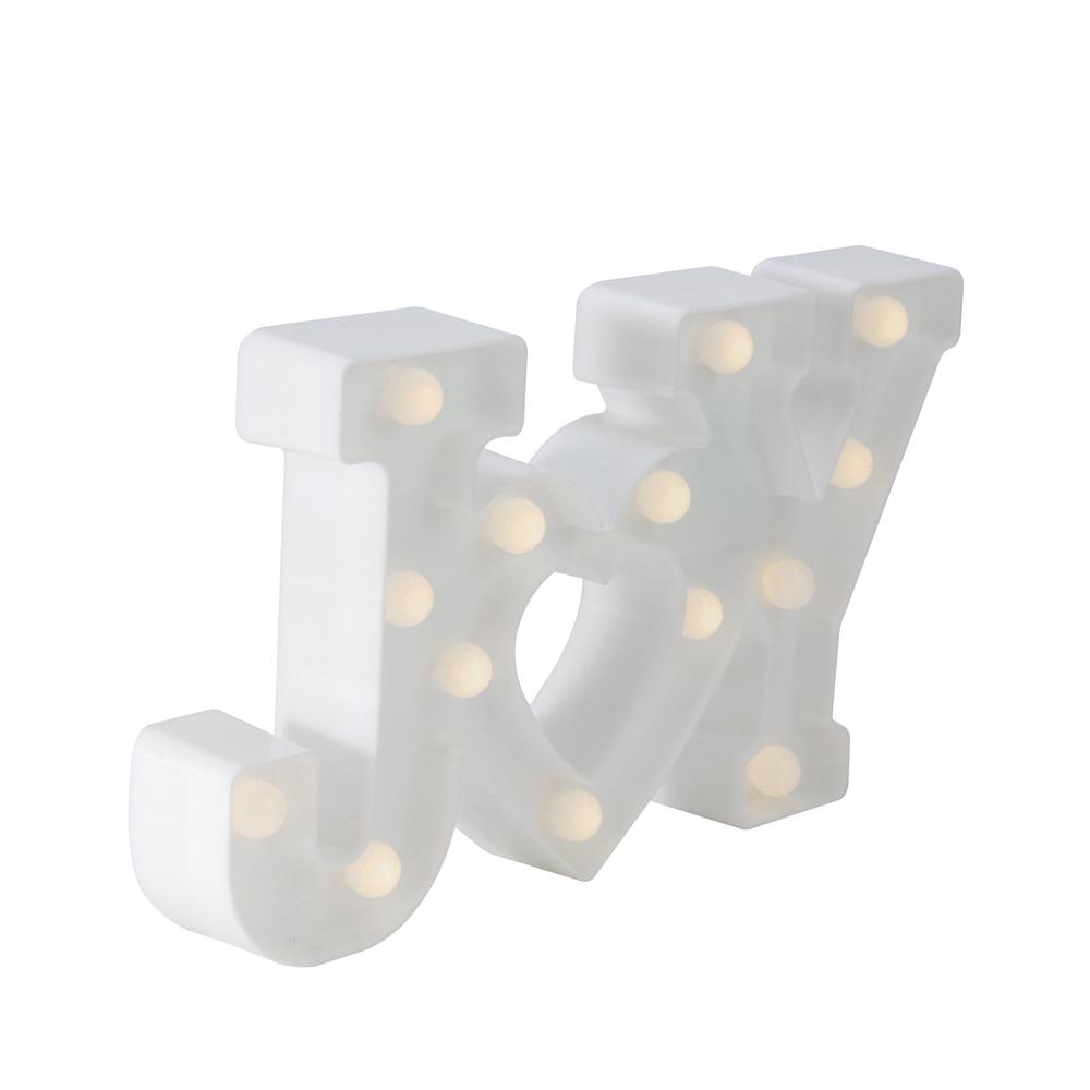 12.75" White Battery Operated LED Lighted "JOY" Christmas Marquee Sign. Picture 3