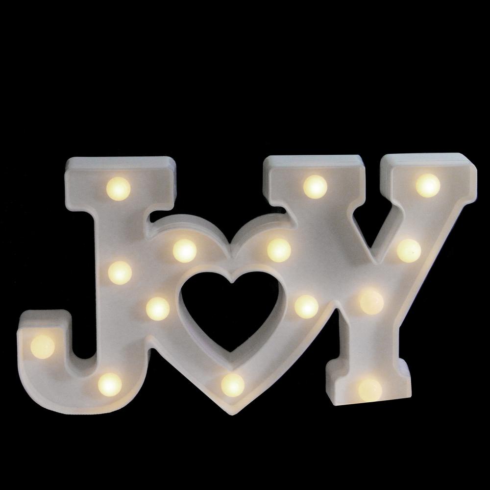 12.75" White Battery Operated LED Lighted "JOY" Christmas Marquee Sign. Picture 2